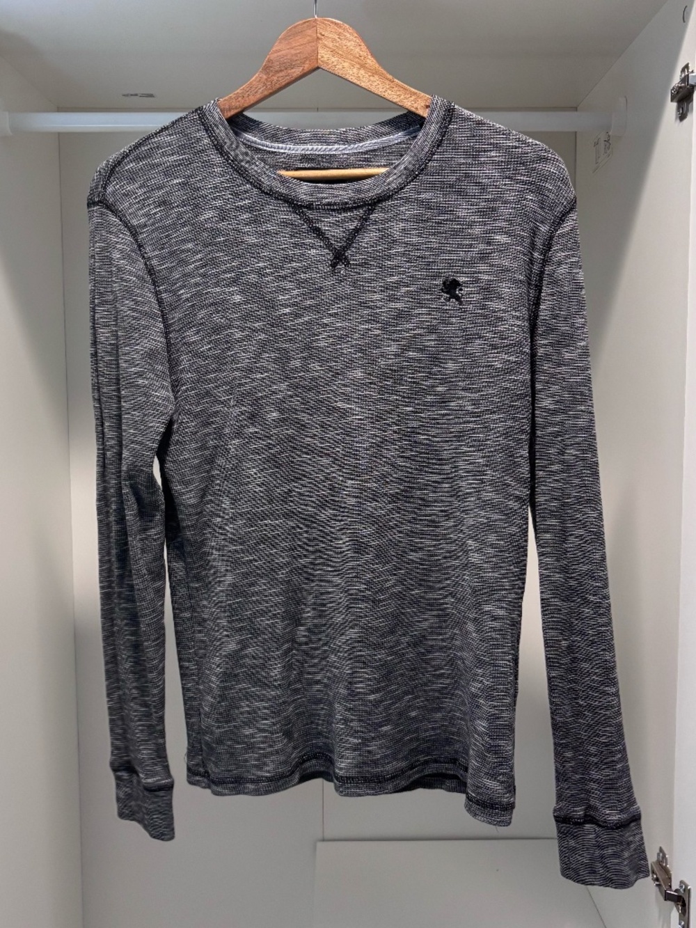 Express Waffle Knit long sleeve men's shirt Cotton Blend black and white size L
